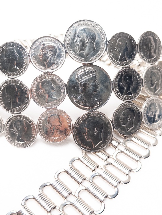 Vintage antique Queen Elizabeth Coronation coin belt from 1950s main image 4